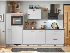 Best Pino Küchenzeile 300 cm Lichtgrau Anschlag links 1 Geräte-. 1 Seitenschrank