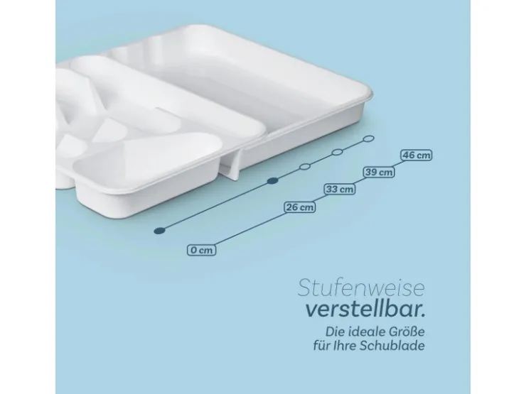 Discount ProHome Besteckkasten 33,5 x 26 x 4,5 cm Weiß Ausziehbar