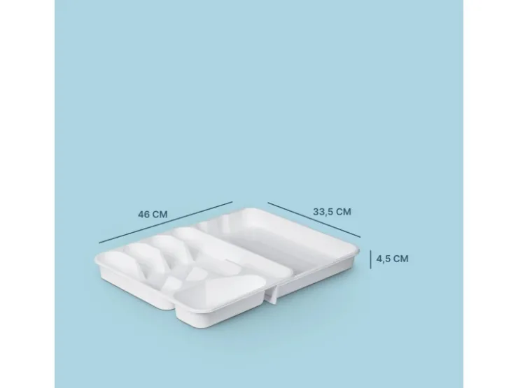 Discount ProHome Besteckkasten 33,5 x 26 x 4,5 cm Weiß Ausziehbar