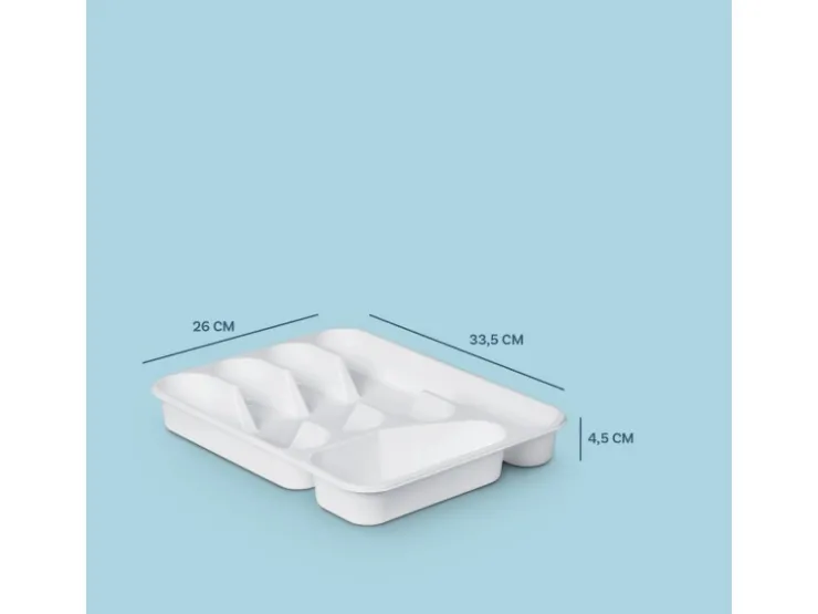 Hot ProHome Besteckkasten 33,5 x 26 x 4,5 cm Weiß