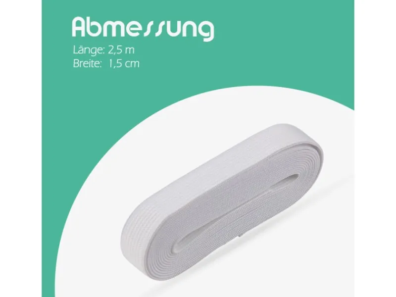 Gummiband 2,5 m x 1,5 cm Weiß Küchenhelfer