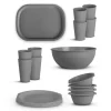 ProHome Geschirr<Kunststoff Geschirr Set BPA Frei Grau 18 Teilig 4 Personen