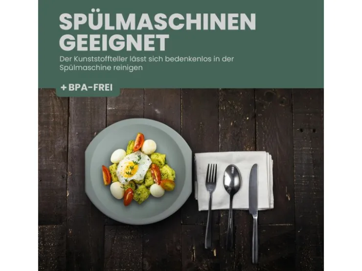 Online ProHome Kunststoff Teller BPA Frei Ø23 cm Grün 4er Pack