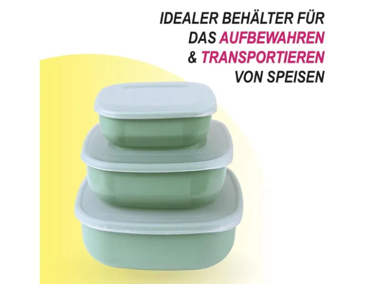 Discount ProHome Vorratsdosen 3er Set Eckig Grün