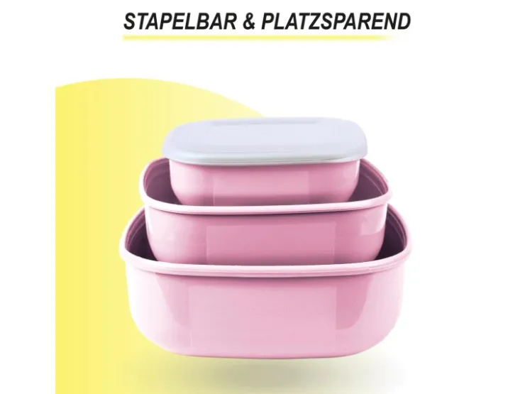 Sale ProHome Vorratsdosen 3er Set Eckig Rosa