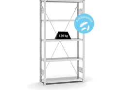 Sale Antibakterielles Fachbodenregal Stecksystem T-Profil HxBxT 200 x 100 x 30 cm 5 Ebenen Traglast 150 kg Antibakterielle Beschichtung Weiß Küchenregale