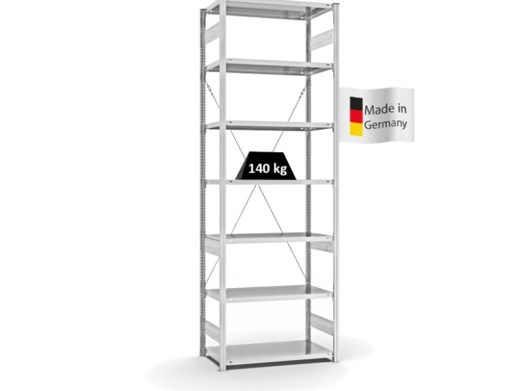 Best PROREGAL Antibakterielles Fachbodenregal Stecksystem T-Profil HxBxT 300 x 100 x 50 cm 7 Ebenen Traglast 140 kg Antibakterielle Beschichtung Weiß