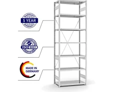 Best PROREGAL Antibakterielles Fachbodenregal Stecksystem T-Profil HxBxT 300 x 100 x 50 cm 7 Ebenen Traglast 140 kg Antibakterielle Beschichtung Weiß