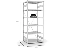 Hot PROREGAL Antibakterielles Fachbodenregal Stecksystem T-Profil HxBxT 250 x 100 x 80 cm 6 Ebenen Traglast 130 kg Antibakterielle Beschichtung Weiß