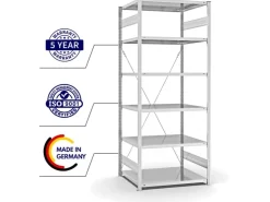 Hot PROREGAL Antibakterielles Fachbodenregal Stecksystem T-Profil HxBxT 250 x 100 x 80 cm 6 Ebenen Traglast 130 kg Antibakterielle Beschichtung Weiß