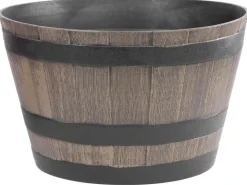 PROREGAL Töpfe<Blumentopf 52x30cm Holz-effekt, Fass