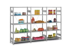 Outlet Edelstahlregal Stecksystem T-Profil HxBxT 200 x 100 x 50 cm 5 Ebenen Geschlitzter Fachboden Fachlast 150 kg Edelstahl Fachbodenregal Küchenregale