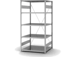 PROREGAL Edelstahlregal Stecksystem T-Profil HxBxT 250 x 100 x 80 cm 6 Ebenen Geschlitzter Fachboden Fachlast 150 kg Edelstahl Fachbodenregal