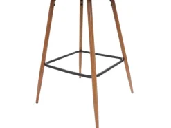 PROREGAL Kücheninseln<2er-Set Barhocker Sitzhöhe 74cm Metall Holzoptik Stoff/Textil Barstuhl Tresenhocker Küchenhocker Mit Lehne Türkis