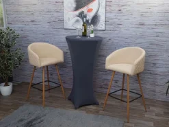 Sale PROREGAL 2er-Set Barhocker Sitzhöhe 74cm Metall Holzoptik Stoff/Textil -Beige Barstuhl Tresenhocker Küchenhocker Mit Lehne Creme