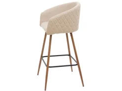 Sale PROREGAL 2er-Set Barhocker Sitzhöhe 74cm Metall Holzoptik Stoff/Textil -Beige Barstuhl Tresenhocker Küchenhocker Mit Lehne Creme