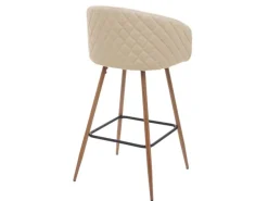 Sale PROREGAL 2er-Set Barhocker Sitzhöhe 74cm Metall Holzoptik Stoff/Textil -Beige Barstuhl Tresenhocker Küchenhocker Mit Lehne Creme