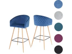 Sale PROREGAL 2er-Set Barhocker Sitzhöhe 74cm Metall Holzoptik Stoff/Textil -Beige Barstuhl Tresenhocker Küchenhocker Mit Lehne Creme