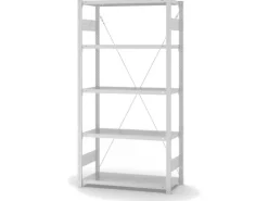 Outlet Lebensmittel Fachbodenregal Stecksystem T-Profil Grundregal HxBxT 200 x 100 x 40 cm 5 Ebenen Fachlast 145 kg Hygienische Beschichtung Weiß Küchenregale