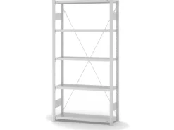 Lebensmittel Fachbodenregal Stecksystem T-Profil Grundregal HxBxT 200 x 100 x 30 cm 5 Ebenen Fachlast 150 kg Hygienische Beschichtung Weiß Küchenregale