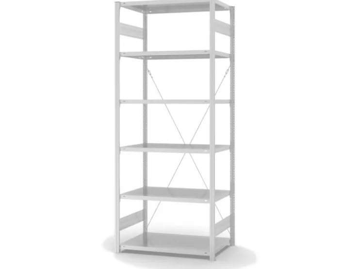 Outlet PROREGAL Lebensmittel Fachbodenregal Stecksystem T-Profil Grundregal HxBxT 250 x 100 x 60 cm 6 Ebenen Fachlast 140 kg Hygienische Beschichtung Weiß