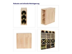 PROREGAL Küchenregale<Modulares Weinregal Vincellar Mod HxBxT 30 x 12 x 30 cm Schmal Modul Für 3 Flaschen Massives Kiefernholz Natur Kiefer Natur