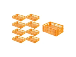 Sale PROREGAL SparSet 10x Eurobehälter Bäcker- und Konditorenkasten HxBxT 13 x 40 x 60 24 Liter  Brötchenkiste Stapelbare Bäckerkiste Gelb-Orange
