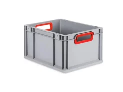 Sale Spar Set 10x Eurobox Nextgen Color Mit Scharnierdeckel & Schiebeschnappverschlüssen HxBxT 22 x 30 x 40 cm  Griffe Rot Offen Glatter Boden Gefrierschränke