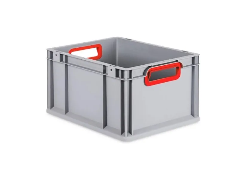 Sale Spar Set 10x Eurobox Nextgen Color Mit Scharnierdeckel & Schiebeschnappverschlüssen HxBxT 22 x 30 x 40 cm Griffe Rot Offen Glatter Boden Gefrierschränke