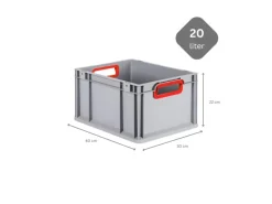 Sale Spar Set 10x Eurobox Nextgen Color Mit Scharnierdeckel & Schiebeschnappverschlüssen HxBxT 22 x 30 x 40 cm Griffe Rot Offen Glatter Boden Gefrierschränke
