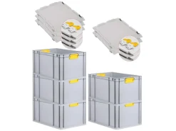 Hot Spar Set 5x Eurobox Nextgen Color Mit Scharnierdeckel & Schiebeschnappverschlüsse HxBxT 32 x 40 x 60 cm Griffe Gelb Verstärkter Boden Gefrierschränke