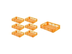 PROREGAL Vorratsdosen|Vorratsbehälter<SuperSparSet 7 x Eurobehälter Bäcker- und Konditorenkasten HxBxT 13 x 40 x 60 24 Liter -Orange Brötchenkiste Stapelbare Bäckerkiste Gelb