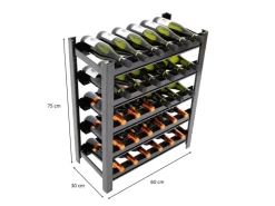 Online PROREGAL Weinregal Toskana HxBxT 75 x 60 x 30 cm 30 Flaschen Auf 5 Ebenen Schwarz Wein Metallregal Weinständer Flaschenständer