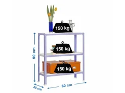 Clearance Wohnregal Living Koala Metal mit 3 Fachböden HxBxT 90 x 80 x 40 cm Fachlast 150 kg Lila/Weiß Küchenregale