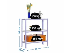 Sale PROREGAL Wohnregal Living Koala Metal mit 3 Fachböden HxBxT 90 x 80 x 30 cm Fachlast 150 kg Lila/Weiß