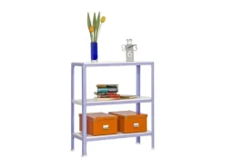 Sale PROREGAL Wohnregal Living Koala Metal mit 3 Fachböden HxBxT 90 x 80 x 30 cm Fachlast 150 kg Lila/Weiß