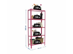 Discount PROREGAL Wohnregal Living Koala Wood mit 5 Fachböden HxBxT 180 x 100 x 30 cm Fachlast 150 kg Rosa/Weiß
