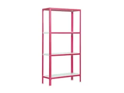 Discount Wohnregal Living Koala Metal mit 4 Fachböden HxBxT 160 x 80 x 30 cm Fachlast 150 kg Rosa/Weiß Küchenregale