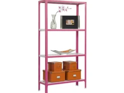 Discount Wohnregal Living Koala Metal mit 4 Fachböden HxBxT 160 x 80 x 30 cm Fachlast 150 kg Rosa/Weiß Küchenregale
