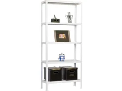 PROREGAL Küchenregale<Wohnregal Living Koala Metal mit 5 Fachböden HxBxT 180 x 100 x 30 cm Fachlast 150 kg Weiß/Weiß