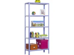 Discount PROREGAL Wohnregal Living Koala Metal mit 5 Fachböden HxBxT 180 x 100 x 30 cm Fachlast 150 kg Lila/Weiß