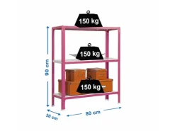 Online PROREGAL Wohnregal Living Koala Metal mit 3 Fachböden HxBxT 90 x 80 x 30 cm Fachlast 150 kg Rosa/Weiß