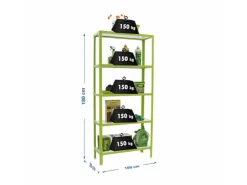 PROREGAL Küchenregale<Wohnregal Living Koala Wood mit 5 Fachböden HxBxT 180 x 100 x 30 cm Fachlast 150 kg Grün/Weiß