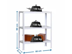 Online Wohnregal Living Koala Metal mit 3 Fachböden HxBxT 90 x 80 x 30 cm Fachlast 150 kg Weiß/Weiß Küchenregale