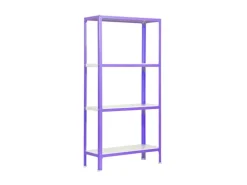 PROREGAL Küchenregale<Wohnregal Living Koala Metal mit 4 Fachböden HxBxT 160 x 80 x 40 cm Fachlast 150 kg Lila/Weiß