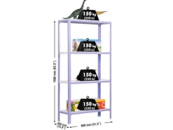 Online Wohnregal Living Koala Wood mit 5 Fachböden HxBxT 180 x 80 x 30 cm Fachlast 150 kg Blau/Weiß Küchenregale