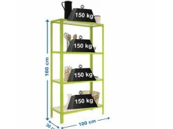 New PROREGAL Wohnregal Living Koala Wood mit 4 Fachböden HxBxT 160 x 100 x 30 cm Fachlast 150 kg Grün/Weiß