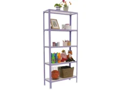 Hot Wohnregal Living Koala Wood mit 5 Fachböden HxBxT 180 x 80 x 30 cm Fachlast 150 kg Lila/Weiß Küchen-Ordnungssysteme|Küchenregale