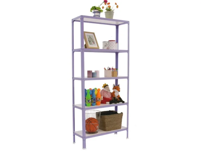 Hot Wohnregal Living Koala Wood mit 5 Fachböden HxBxT 180 x 80 x 30 cm Fachlast 150 kg Lila/Weiß Küchen-Ordnungssysteme|Küchenregale