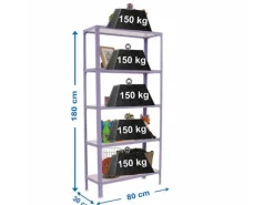 Hot Wohnregal Living Koala Wood mit 5 Fachböden HxBxT 180 x 80 x 30 cm Fachlast 150 kg Lila/Weiß Küchen-Ordnungssysteme|Küchenregale